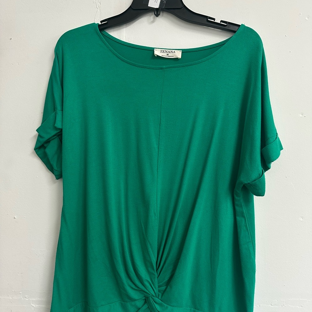Zenana Outfitters Teal Twist Front Blouse